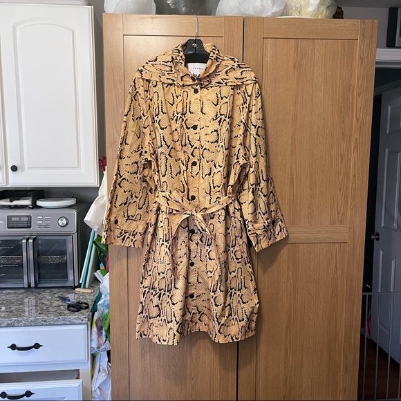 FRAME Python Overcoat Belted Trench Yellow M - Picture 7 of 12